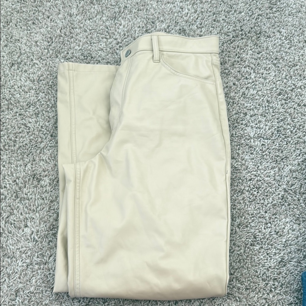 Cream Leather Pants